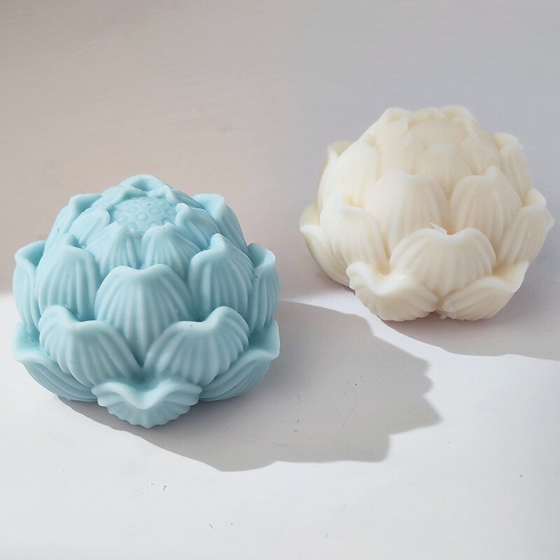 Lotus Bloom Flower Candles Mold Carved Lotus Flower Silicone Candle Mould Home Decorative Cake chocolate soap silicone mold