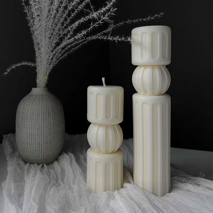 DIY New Cylindrical Tall Twirl Pillar Candle Mold Ribbed Aesthetic Twist Swirl Silicone Mould Geometric Striped Soy Wax Mold