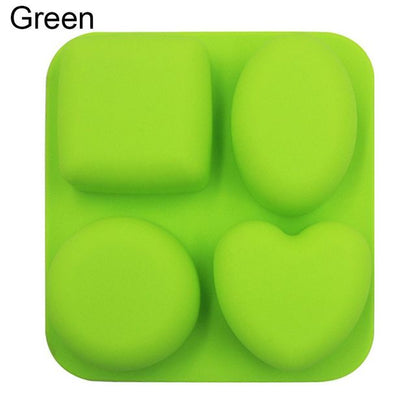 Craft 4 Cavities Cylinder Round Oval Heart Square Shape Soaps Supplies Cake Mould Silicone Soap Mold Pudding Candy Mold