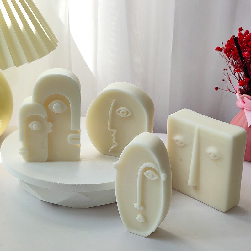 DIY Modern Creative Ceramic Human Face Expression Manual Candle Silicone Mold Aromatherapy Gypsum Decoration Resin Mold