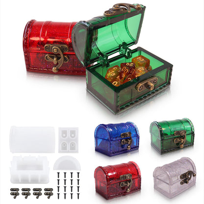 DIY Treasure Chest Silicone Mold Handmade Storage Box Crystal Epoxy Mold Jewelry Dice Storage Box DIY Craft Gift Box Making Tool