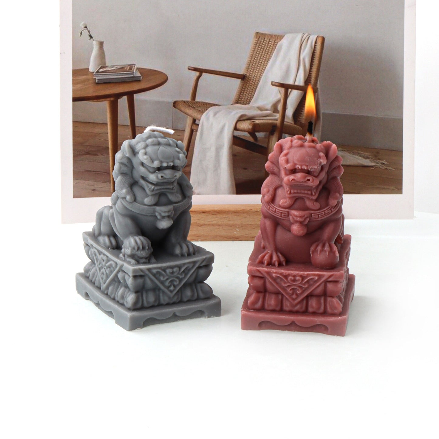 3D DIY Lovely Stone Lion Candle Silicone Mold Simulation Animal Lion Concrete Plaster Silicone Mold Home Decoration clay molds
