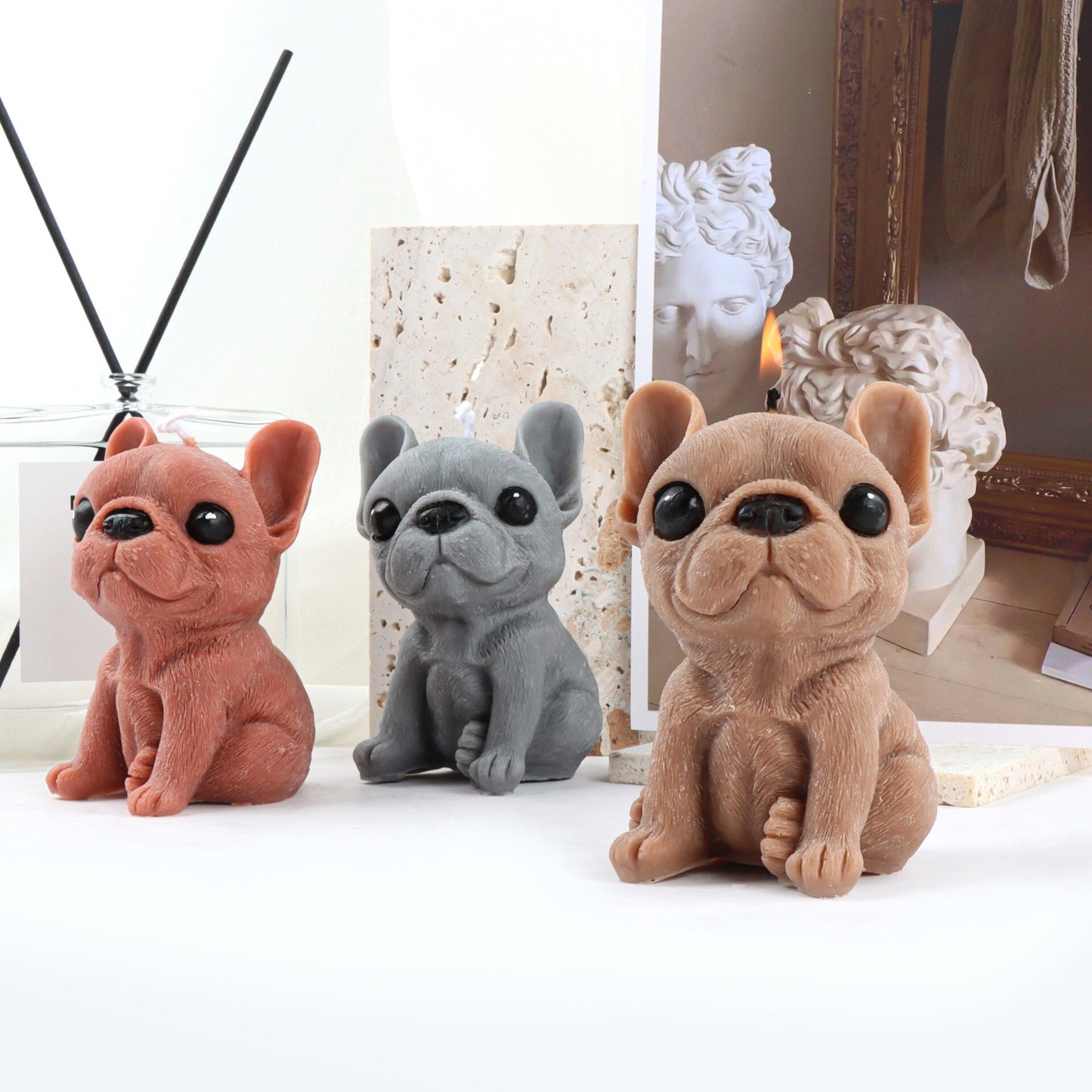 Cute Pug Silicone Candle Mold DIY Dog Animal Candle Making Resin Soap Ice Cubes Chocolate Cake Mold Gifts Craft Home Decoration