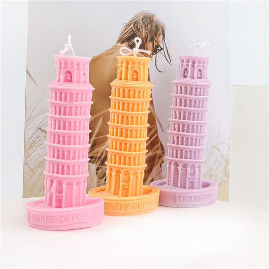 The Leaning Tower of Pisa Candle Silicone Mold for Handmade Decoration Gypsum Aromatherapy Soap Resin Candle Silicone Mould