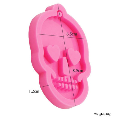 Pink Silicone Mold Pendant Skull Keychain Mould Chocolate Biscuit Fudge Mould Aromatherapy Plaster Car Hanging DIY Tool