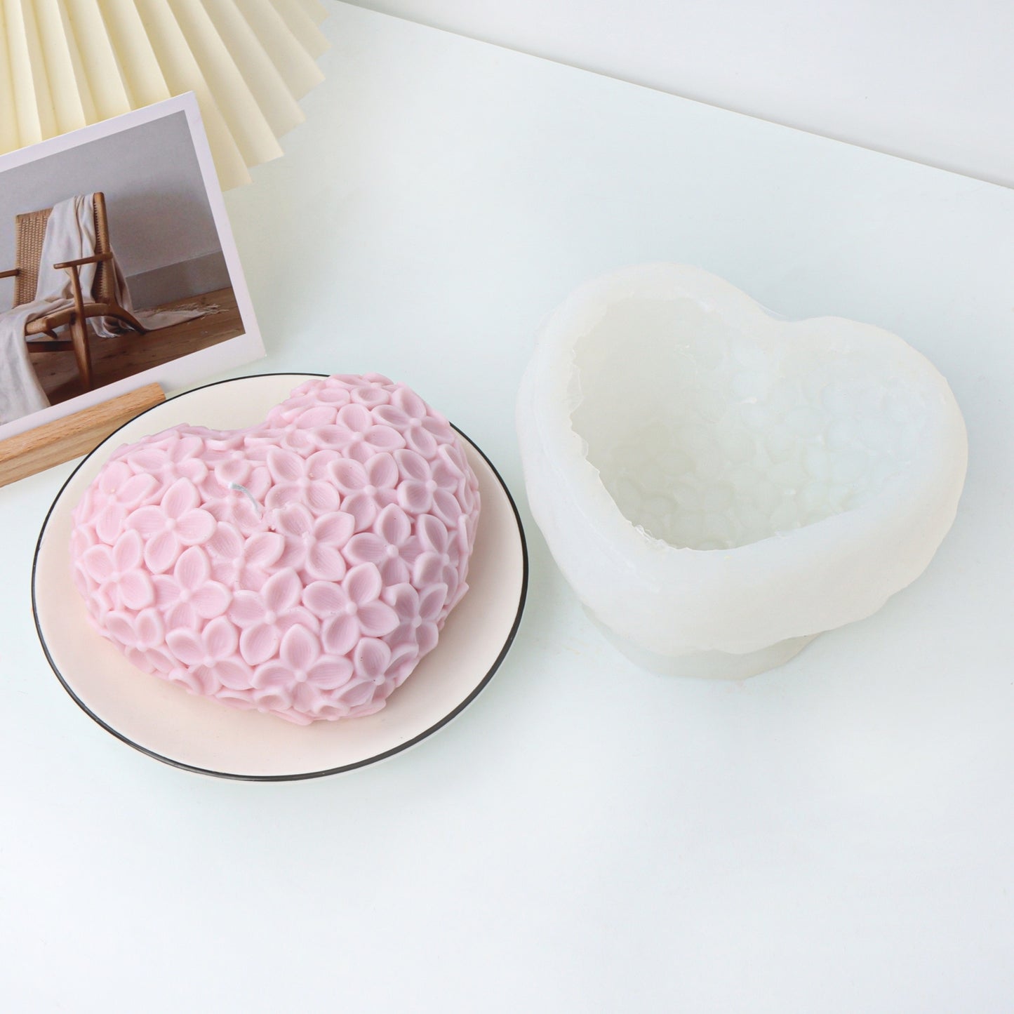 Love Flowers Candle Silicone Mold DIY Heart Candle Making Supplies Soap Epoxy Resin Chocolate Mold Gift Cake Decoration Craft