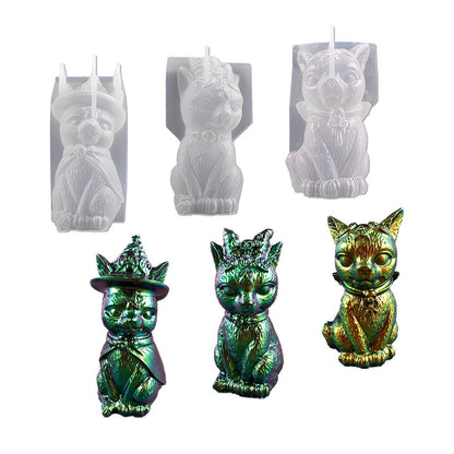 3D Magic Cat Silicone Mold DIY Crystal Epoxy Resin Mold Devil Pirate Cat Key Pendant Animal Ornament Silicone Mold Jewelry Tool