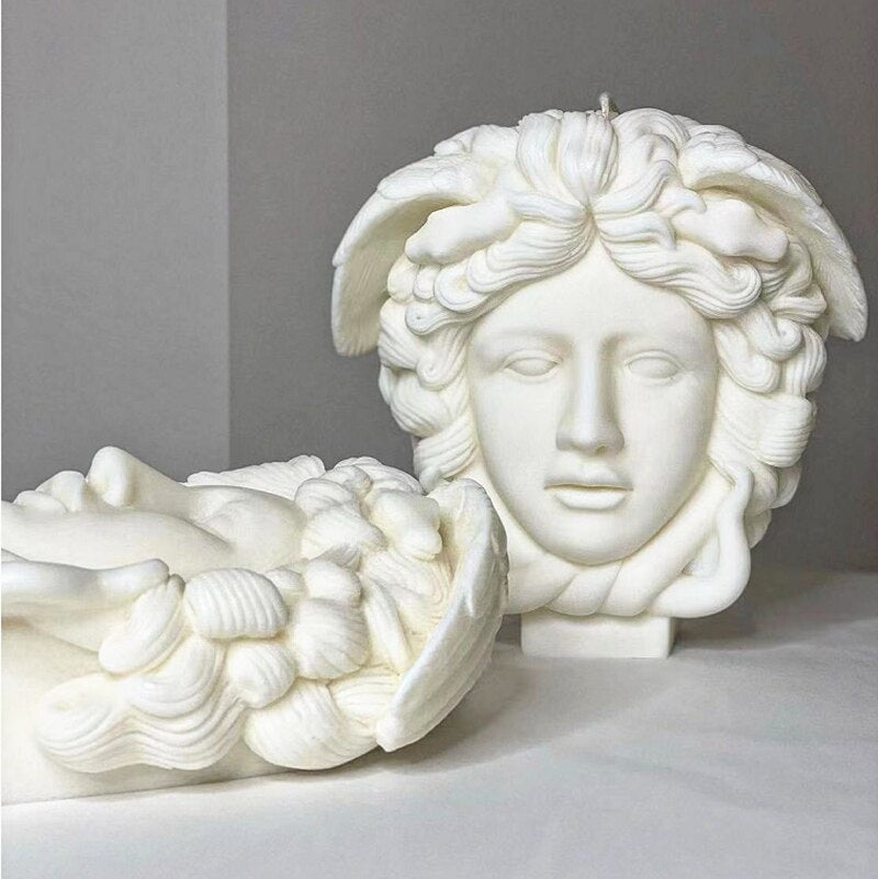 Large Medusa Bust Candle Mold Greek Sculpture Body Face Snake Hair Figure Wax Candles Silicone Mould Decoration Epoxy resin mold