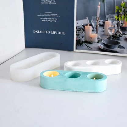 Circular candlestick epoxy resin silicone mold Three hole circular candlestick concrete cement gypsum silicone mold clay molds