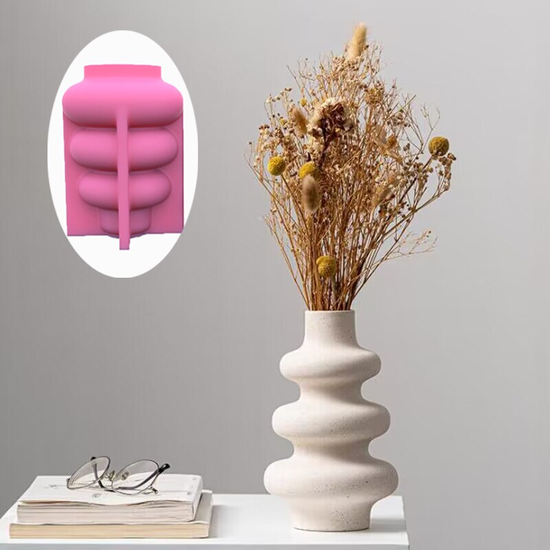 New Household Vase Shape Succulent Flower Pot Ashtray Pen Holder Silicone Mold Scented Molds For Gypsum and Concrete Stone Carve