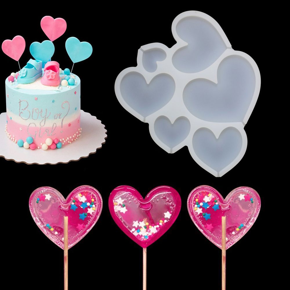 Birthday Star/Round/Heart Shape Lollipop Mold Silicone Cake Moulds Baking Accessories Cake Decorating Tool Candy Mold