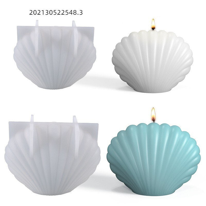 3D DIY Shell Candle Mold Aromatherapy Plaster Silicone Mold Marine Shell Silicone Scallop Soap Mold Handmade Home Decoration