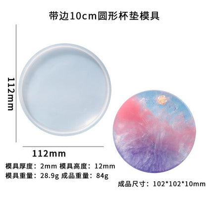 Round Coaster Mold Silicone Epoxy Resin Casting Clay Mould DIY Jewelry Pendant Making Tool  Art Translucent Circle Coaster Pan