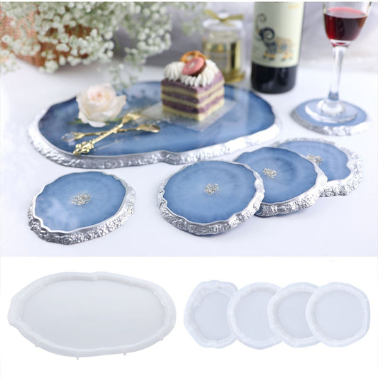 DIY Irregular Tray Coaster Epoxy Resin Mold Fruit Plate Cake Plate Mirror Silicone Mould Home Decoration clay mold