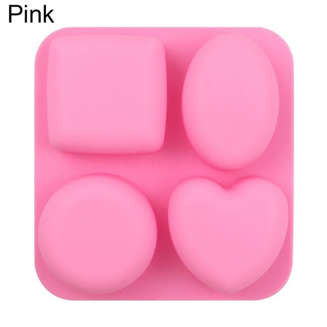 Craft 4 Cavities Cylinder Round Oval Heart Square Shape Soaps Supplies Cake Mould Silicone Soap Mold Pudding Candy Mold