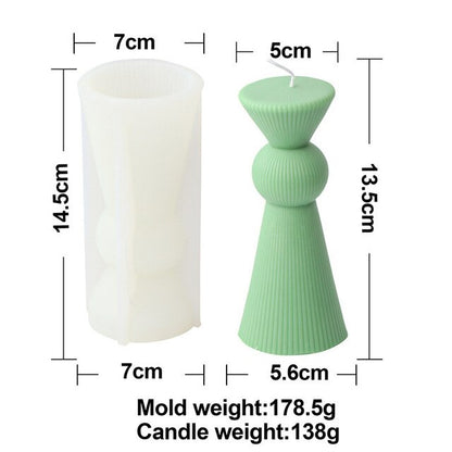 DIY New Cylindrical Tall Twirl Pillar Candle Mold Ribbed Aesthetic Twist Swirl Silicone Mould Geometric Striped Soy Wax Mold