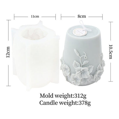 Large Rattan vase candle silicone mold pattern conical cylinder candle silicone mold lace embossed pattern resin silicone mold