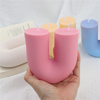U Shape Scented Candle Mold Food Grade Silicone Mold DIY 3D Aromatherapy Candle Mould Candle Making Supplies Home Wedding Decor