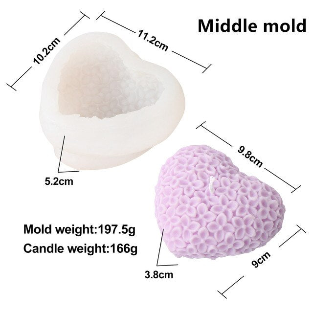 Love Flowers Candle Silicone Mold DIY Heart Candle Making Supplies Soap Epoxy Resin Chocolate Mold Gift Cake Decoration Craft