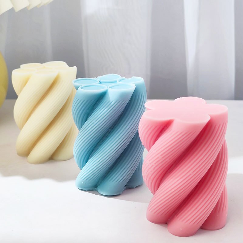 Ribbed Swirl Twisted Candle Silicone Molds Wave Twirl Pillar Spiral Silicone Mould Geometric Abstract Wavy Candle Mould