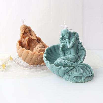 3D Sleeping Shell Mermaid Silicone Candle Mold DIY Human Body Candle Making Soap Caly Resin Mold Gift Craft Supplies Home Decor