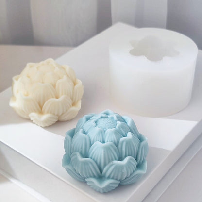 Lotus Bloom Flower Candles Mold Carved Lotus Flower Silicone Candle Mould Home Decorative Cake chocolate soap silicone mold