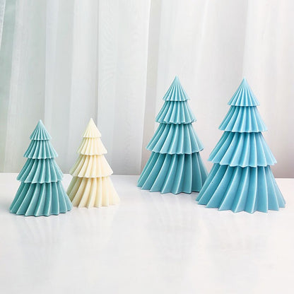 Large Geometric Spinning Pine Silicone Candle Mold Handmade Christmas Tree Aromatherapy Gypsum Resin Soap Mould Home Decor Gifts