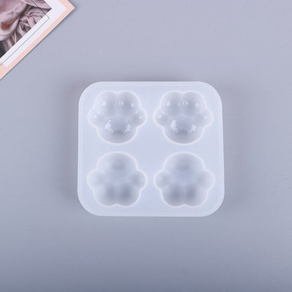 Mini Four-compartment Cat Paw Silicone Mold Candle DIY Crystal Epoxy Resin Crafting Mould Jewelry Making Keychain Pendants Home