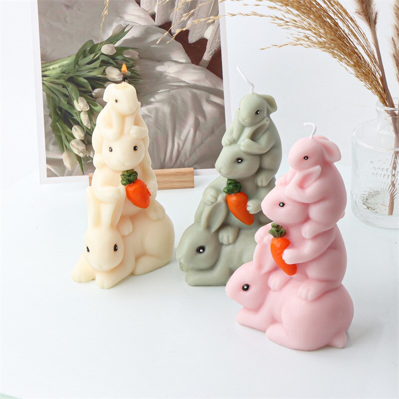 3D Cartoon Tortoise Candle Silicone Mold Cute Animal Rabbit Tortoise Family Cake Chocolate Silicone Mold Bear silicone mold