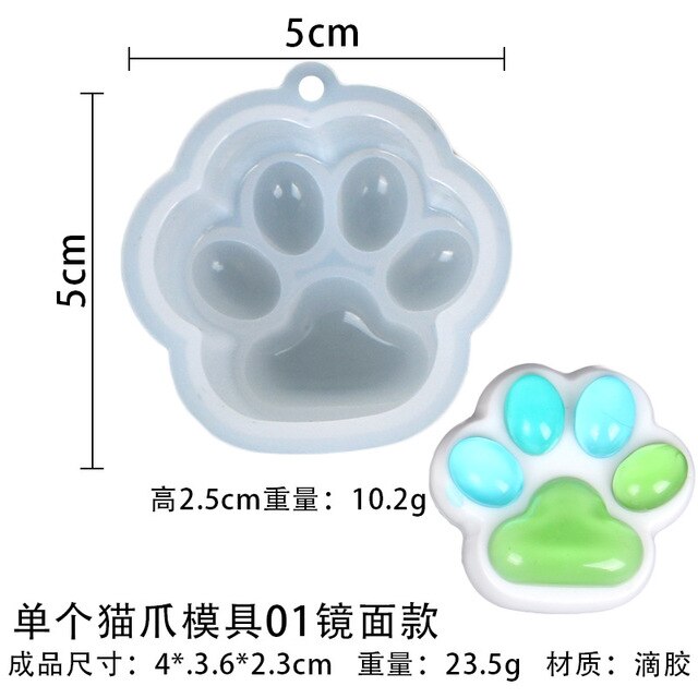 Mini Cat Paw Pendant Silicone Mold Keychain Pendants Epoxy Resin Molds for DIY Epoxy Resin Crafting Mould Jewelry Making Crasfs