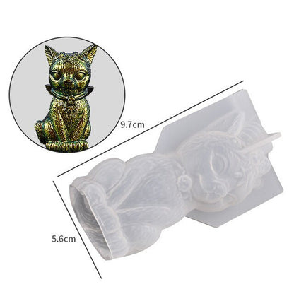 3D Magic Cat Silicone Mold DIY Crystal Epoxy Resin Mold Devil Pirate Cat Key Pendant Animal Ornament Silicone Mold Jewelry Tool