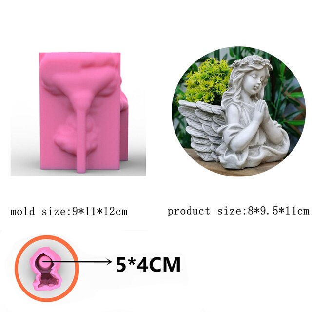 3D Silicone Molds Cute Angel Silicone Gel Mould Succulent Plant Pot Home Decor DIY Cactus Plaster Clay Resin Craft clay mold