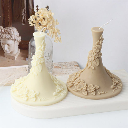 Large Rattan vase candle silicone mold pattern conical cylinder candle silicone mold lace embossed pattern resin silicone mold