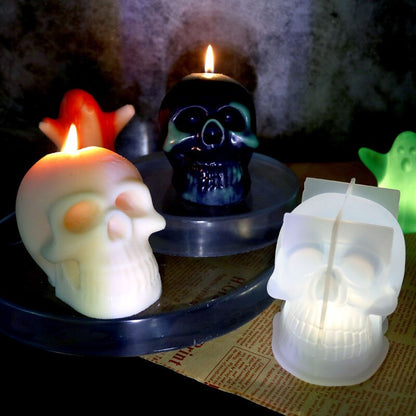 3D Skeleton Head Silicone Candle Mould UV Molds Resin Jewelry DIY Mold Resin Mold Making Plaster Soap Halloween Decoration Aroma
