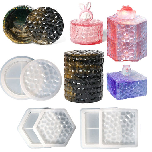 Storage Box Silicone Resin Mold DIY Crystal UV Epoxy Resin with Lid Candle Holder Box Mould Epoxy Casting Resin Mold Home Decor