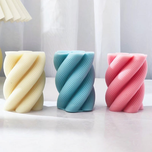 Ribbed Swirl Twisted Candle Silicone Molds Wave Twirl Pillar Spiral Silicone Mould Geometric Abstract Wavy Candle Mould