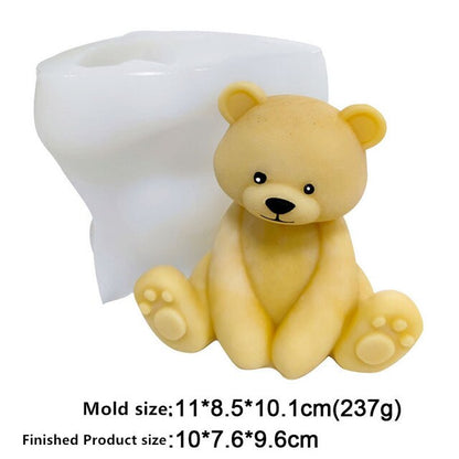 3D Sitting Bear Candle Mold DIY Aromatherapy Soap Plaster Making Mould Fondant Chocolate Cake Tools Ornaments Silicone Molds
