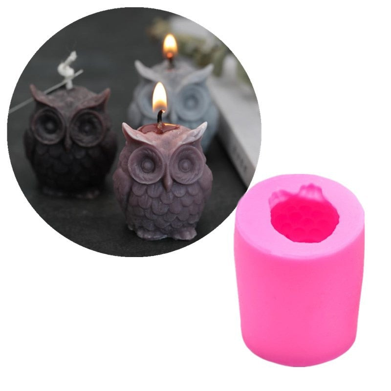 1pc 3D Owl Candle Mold Silicone Mold for Candle Making DIY Handmade Resin Molds for Plaster Wax Mould Soap Making Cake Kit