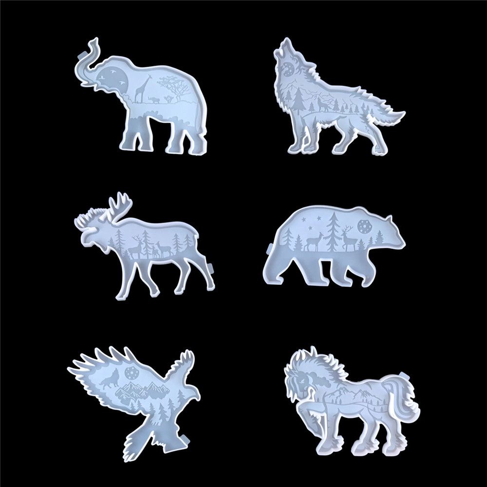 Bear Elephant Animal Jewelry Making Tools DIY Pendant Epoxy Resin Molds Silicone Mould Wolf Ornament Resin Mold