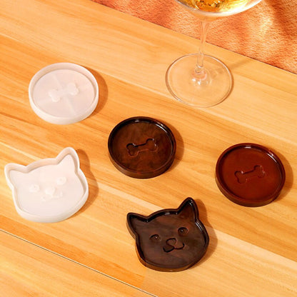 DIY Pet Coaster Silicone Molds Creative Cat Bones Pet Storage Coaster Epoxy Resin Mold Handmade Home Decor Candle Base Mould