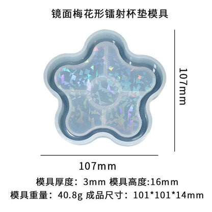 Holographic Light Shadow Coaster Silicone Mold DIY Handmade UV Epoxy Cup Pad Resin Storage Tray Making Supplies Epoxy Resin Mold