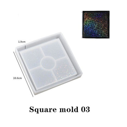 Holographic Light Coaster Silicone Mold DIY Hexagonal Round Coaster Crystal UV Epoxy Resin Mold Cup Tray Making Home Decor Gift