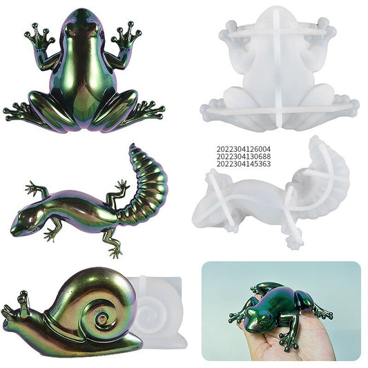 3D Animal Silicone Molds Frog Lizard Snail Crystal Epoxy Resin Mold Ornament DIY Aromatherapy Candle Home Decor Xmas Gift