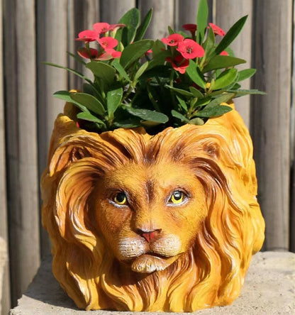 3D Lion Flower Pot Animal Planter Silicone Mold Handmade Epoxy Resin Craft Vase Home Decoration Clay Plaster Flowerpot Mould