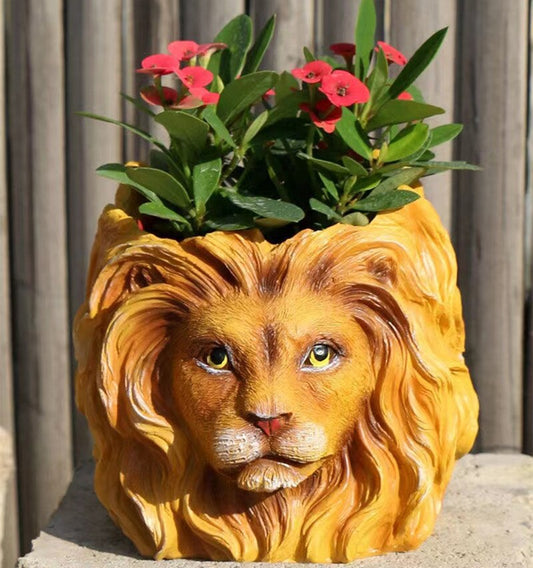 3D Lion Flower Pot Animal Planter Silicone Mold Handmade Epoxy Resin Craft Vase Home Decoration Clay Plaster Flowerpot Mould