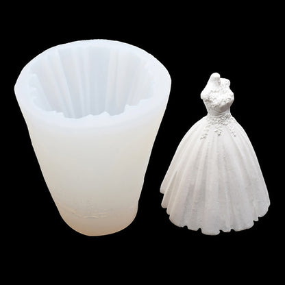 Silicone world 3D Wedding Dress Silicone Mold Chocolate Mousse Cake Baking Tool Epoxy Mold DIY Plaster Resin Mould Candle Molds