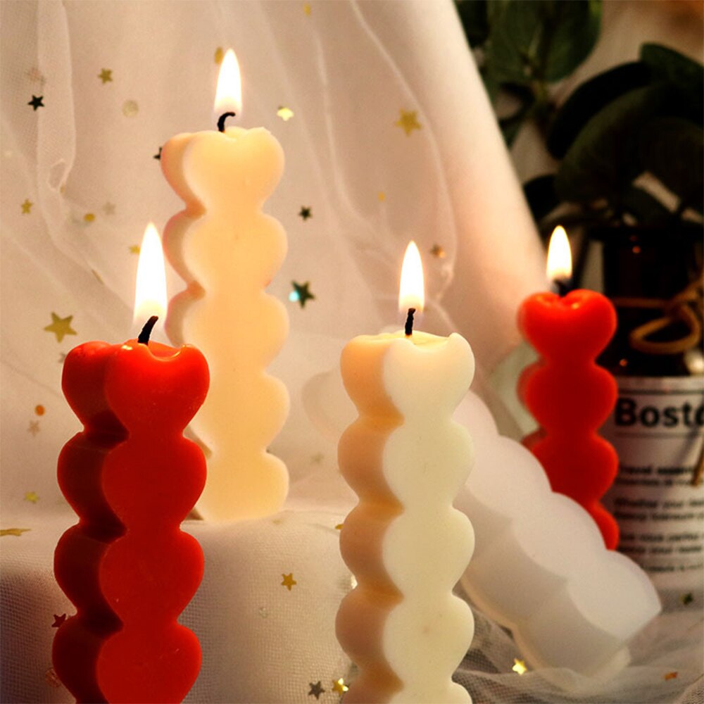 3D 5 Love Heart Silicone Mold DIY Aromatherapy Plaste Candle Mold Home Decor Ornament Handmade Candle Making Resin Molds Wedding