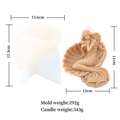 3D Sleeping Shell Mermaid Silicone Candle Mold DIY Human Body Candle Making Soap Caly Resin Mold Gift Craft Supplies Home Decor