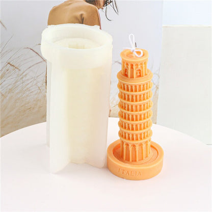 The Leaning Tower of Pisa Candle Silicone Mold for Handmade Decoration Gypsum Aromatherapy Soap Resin Candle Silicone Mould
