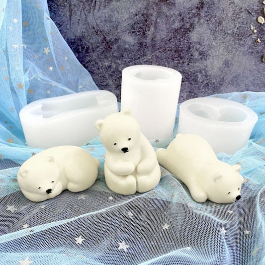 Epoxy Resin Handmade DIY Craft Clay Tools Soap Making Polar Bear Candle Mold 3D Art Wax Mold Silicone Mould